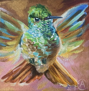 Flying humming bird