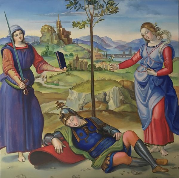 Copy of the painting by Raphael Santi &quot;Dream of a knight&quot;