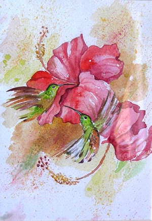 A pair of hummingbirds